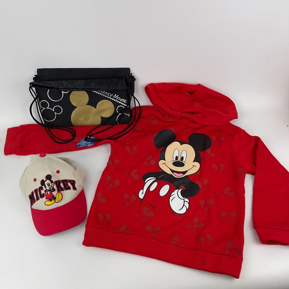 Disney Mickey‎ Mouse Lot of Three Mickey Mouse Junior Hoodie, Hat and Bag